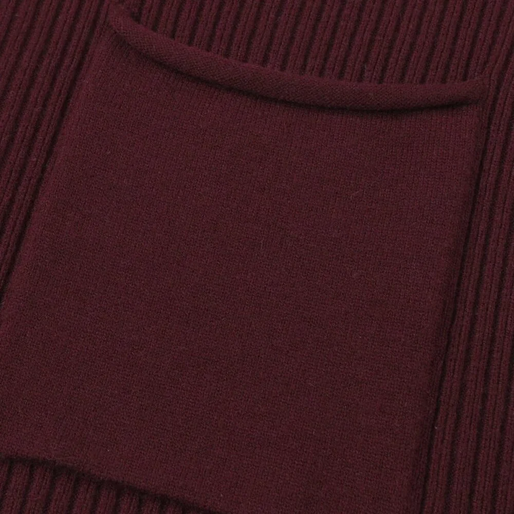 Burgundy Casual  Elegant Style Women's Loose Knit sweater Top